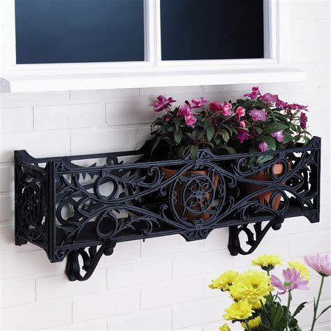 metal flower boxes windows|black window boxes with brackets.